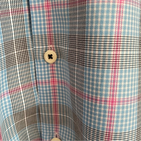 Peter Millar Men's Shirt Button Down Blue Black Pink Plaid 100% Cotton Size M - Picture 3 of 9